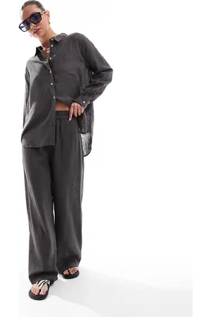 ONLY Linen blend wide leg trousers co-ord in