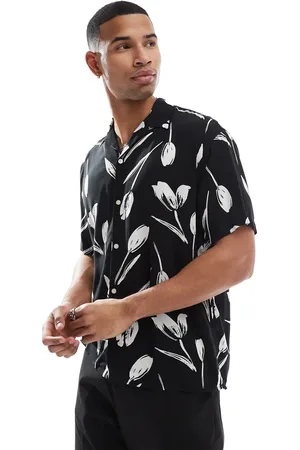 JACK & JONES Revere collar floral print shirt sleeve shirt in