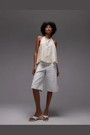 Topshop Denim board shorts in bone