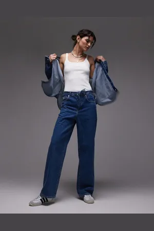 Lacoste Co-ord baggy fit denim jeans in midwash with constrast stitching