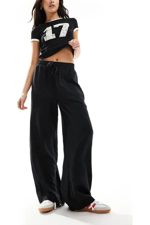 Object Soft draw string waist wide leg trousers in