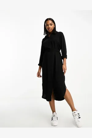 JDY Tie waist midi shirt dress in