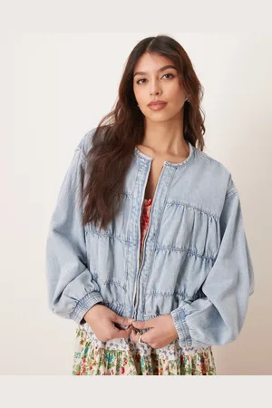Free People Layla relaxed denim jacket in sunbeam