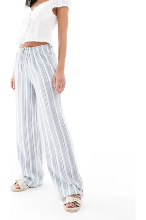 ONLY Linen mix pull on trousers in stripe