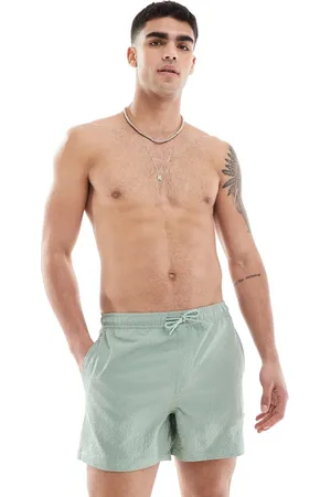 Only & Sons Seersucker swim shorts in light