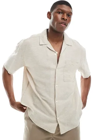 Only & Sons Linen mix relaxed resort shirt in beige