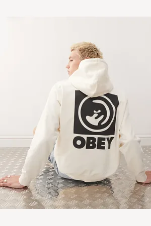 Obey Bold eye graphic logo hoodie with back print in off