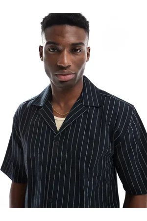 Only & Sons Relaxed fit linen shirt co-ord in pinstripe