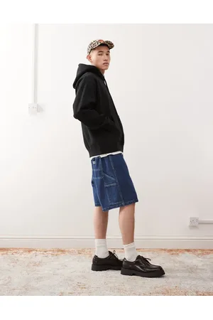 Obey Easy denim carpenter short in stone wash indigo