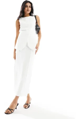 4th & Reckless Linen look maxi seam detail skirt co-ord in