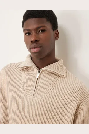 SELECTED Half zip jumper in cream