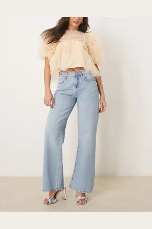 Gina Tricot Low waist wide leg jeans in light wash