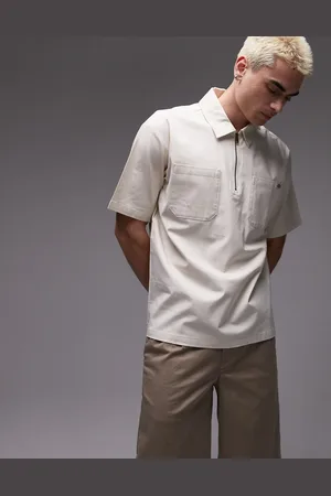 Dickies Western ranch quarter zip shirt in off