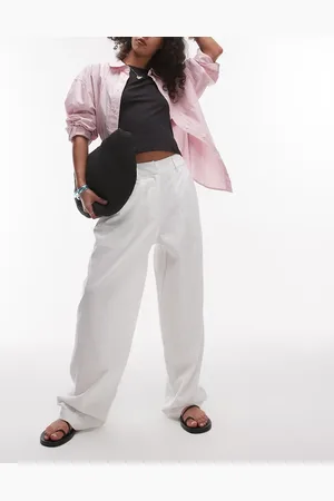 Topshop Linen barrel leg trouser in