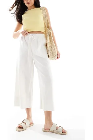 New Look Linen cropped trousers in