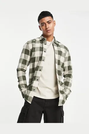Only & Sons Buffalo check shirt in khaki and beige