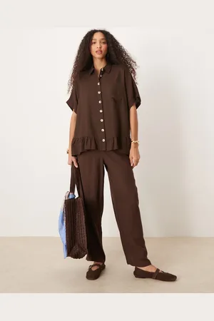 River Island Linen trouser in dark