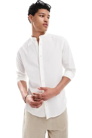 JACK & JONES Linen blend slim fit shirt in