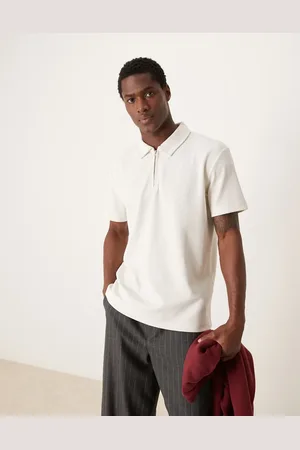 SELECTED Plisse half zip polo in