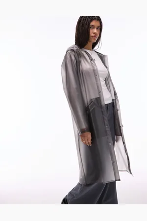 Rains 18360 waterproof longer jacket in semi transparent
