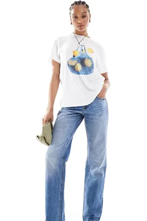 Stradivarius Tall D03 low waisted straight leg jean in mid wash