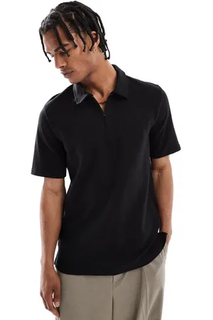 JACK & JONES Textured zip polo in