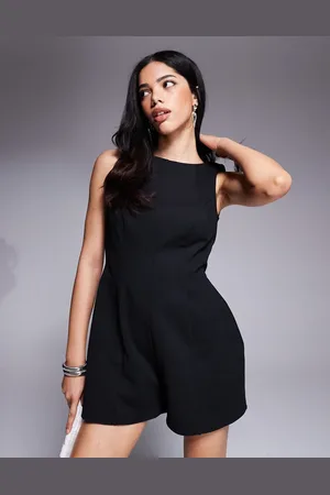 ASOS Slash neck structured tulip short playsuit in