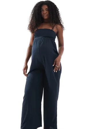 Mama;licious Mamalicious wide leg strappy jumpsuit in