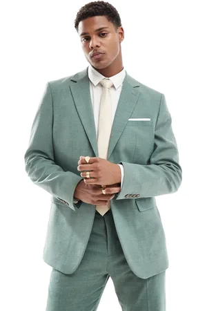 SELECTED Linen mix slim fit suit jacket in