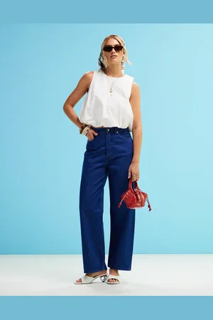 ARKET Amber barrel leg jeans in clean rich blue wash