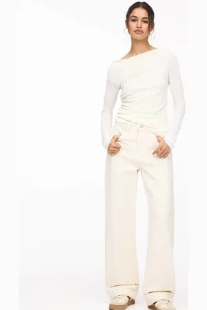 Pull&Bear Turn up hem mid rise baggy jeans in ecru
