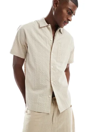 JACK & JONES Premium seersucker shirt in cream