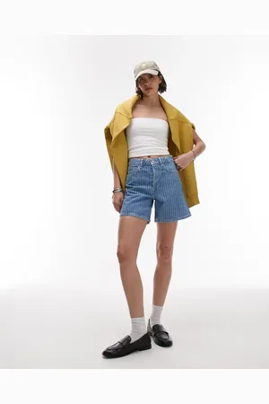 Topshop Denim Editor short in bleach stripe