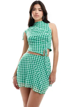 ASOS Co-ord seam detail flippy mini skirt in gingham