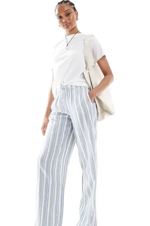ONLY Linen mix pull on trousers in stripe
