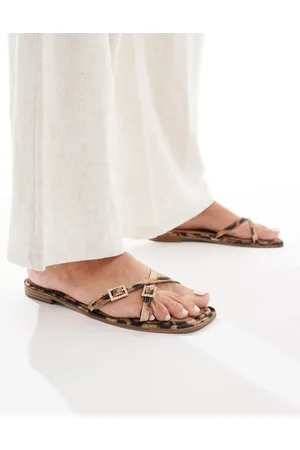 Raid Lanah strap buckle flat sandal in leopard