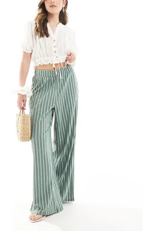 ONLY Wide leg textured trouser in stripe