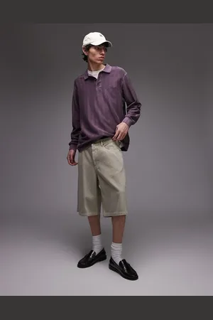 Topman Washed twill shorts in khaki