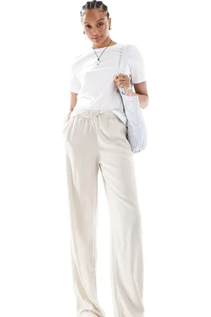 ONLY Linen mix pull on trousers in stone