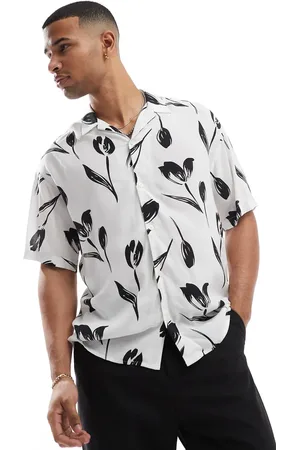 JACK & JONES Revere collar floral print shirt sleeve shirt in
