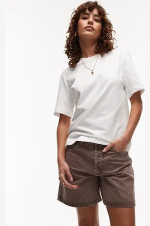 Topshop Denim Editor shorts in otter