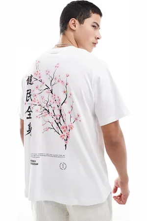 JACK & JONES Oversized t-shirt with japanese blossom print in