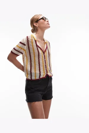 Topshop Denim A-line shorts in washed