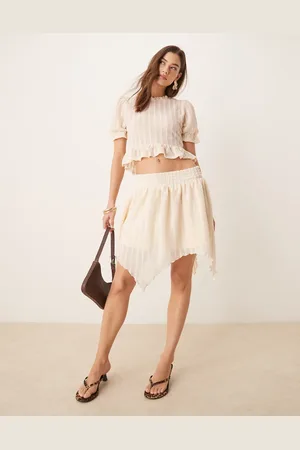 ASOS Shirred mini skirt co-ord in cream