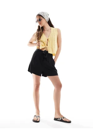 VERO MODA High waist tie detail loose shorts in