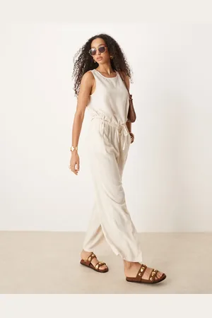 River Island Linen trouser co-ord in cream