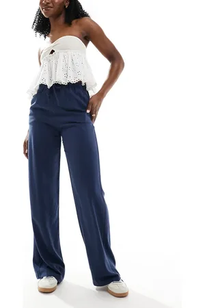 Stradivarius Linen look pull on trouser in