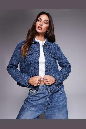Armani Exchange Monogram denim jacket in mid