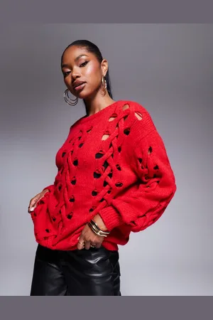 Kaiia Exclusive plait knit balloon sleeve jumper in