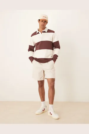 ASOS Wide linen blend shorts in stone